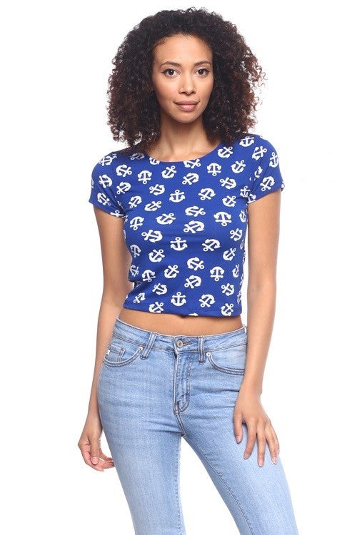 Anchor Pattern Cropped Top