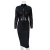 Sequins Top & Skirt Long-sleeved Set  JZ171